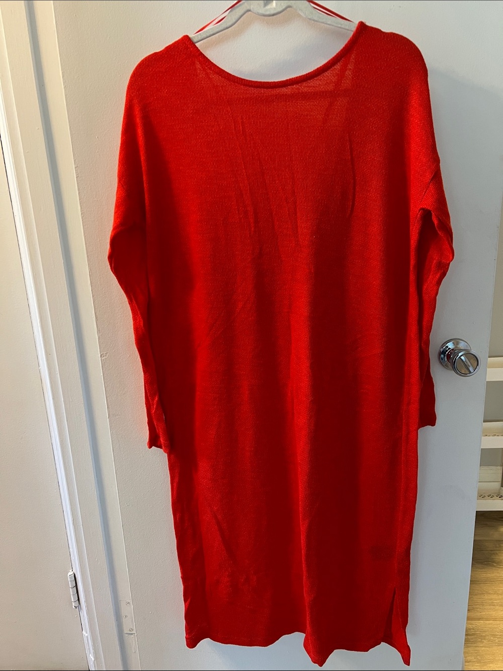 Noisy May Bright Red Scoop Neck Oversized Sweater Dress